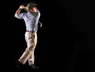 golf swing isolated on black