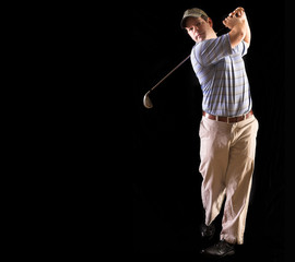 golf swing isolated on black