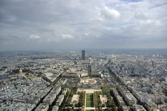 aerial view of paris. unesco building  behind mili