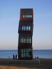 tower on the beach in barcelonetta
