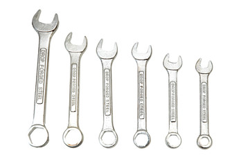 spanners of various sizes isolated on the white
