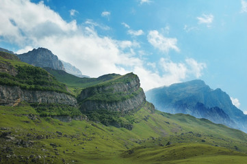 scenery with mountains and blue sky - azerbaijan
