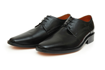 pair of black male shoes isolated on white