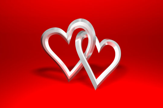 herzen - two silver hearts - rot