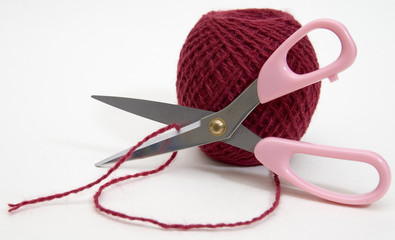 wool ball and scissors