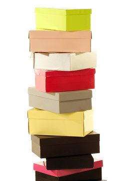 stack of colorful boxes
