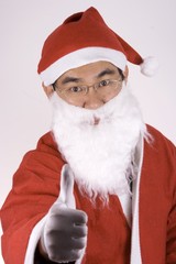 asian santa claus with thumbs up