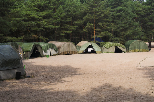 scout campsite at forest - poland