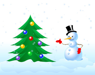 snowman & christmas tree