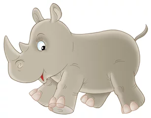 Stickers pour porte Zoo rhinocéros gris