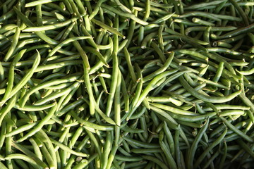 green beans at a market stall