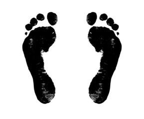 footprints black on white