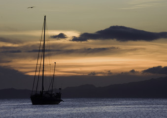 sailboat in the sunset