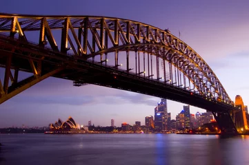 Fototapete Sydney Harbour Bridge Sydney in der Abenddämmerung