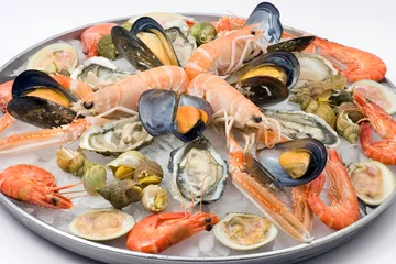 Crédence de cuisine en verre imprimé Crustacés plateau de fruits de mer