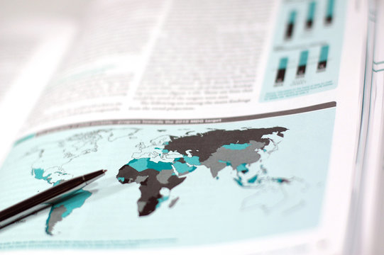 map of the world with financial  report