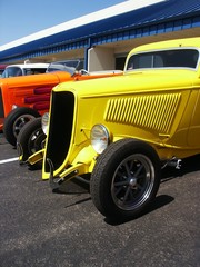 hotrods at a car show