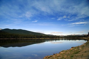 lake with mountains in scenic colorado