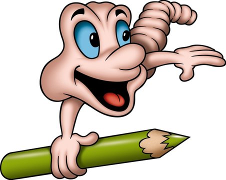 wormling 05 with pencil