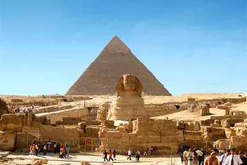 Papier Peint photo Lavable Egypte sphinx et pyramide - Egypte