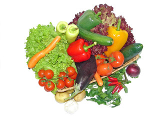 Naklejka na ściany i meble fresh vegetables in basket