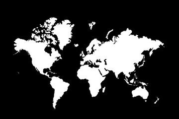 Fototapeta na wymiar continents en blanc sur fond noir