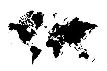 continents en noirs sur fond blanc