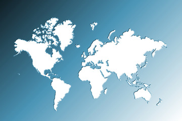 continents en blanc sur fond bleu en dégradé