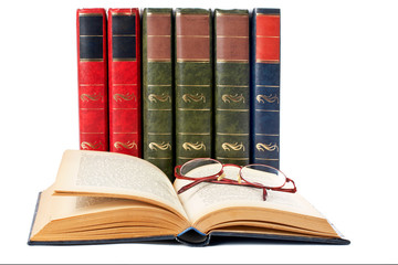 glasses and open book