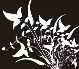 Naadloos Fotobehang Airtex Zwart wit bloemen bloem achtergrond