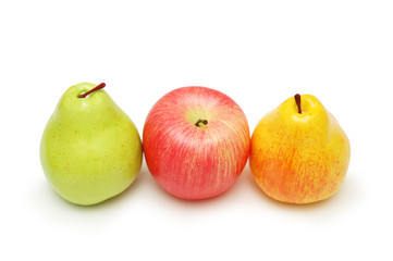 pears and apple isolated on the white