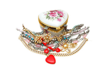 various jewellery isolated on the white background