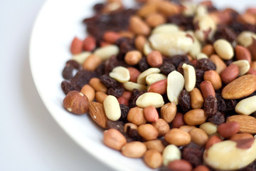 mixed nuts on plate