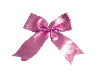 pink golden bow on a white background