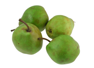 green pears on white
