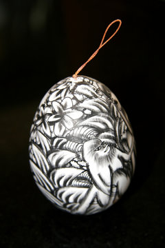 balanese decorated wooden egg