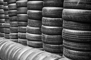 heap of old car tyres