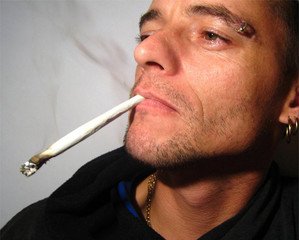 man smoking cannabis
