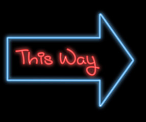 neon signboard - this way