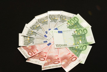 european money in different views