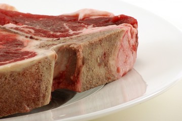 raw t-bone steak