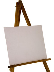 an easel, with blank canvas