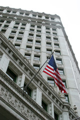 building with american flag