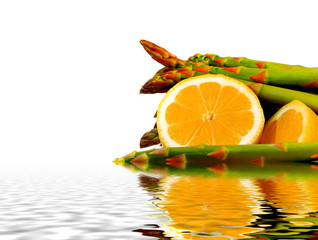 fresh lemon and asparagus