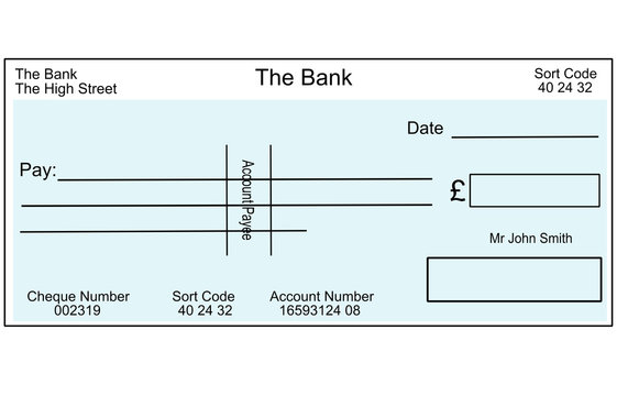 an illustration of a blank british cheque.