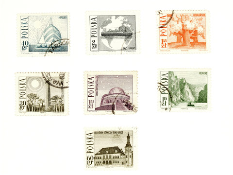 Fototapeta collectible post stamps from poland