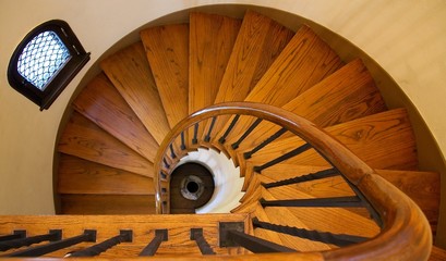 wooden spiral staircase