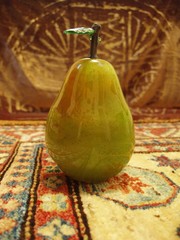 luscious glass fruit (pear)/rich background