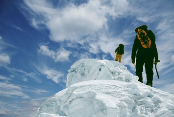 two climber on peak