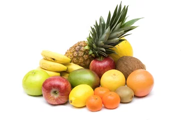 Gordijnen pile of fruits isolated on white © Gleb Semenjuk